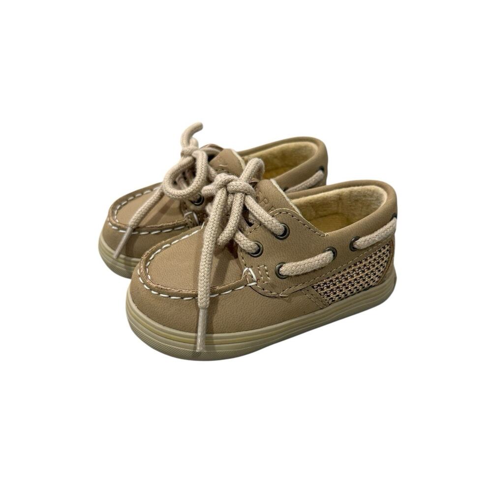 Sperry Intrepid Boat Shoe Infant Beige PG46107A Size 1M US Leather Lace Up